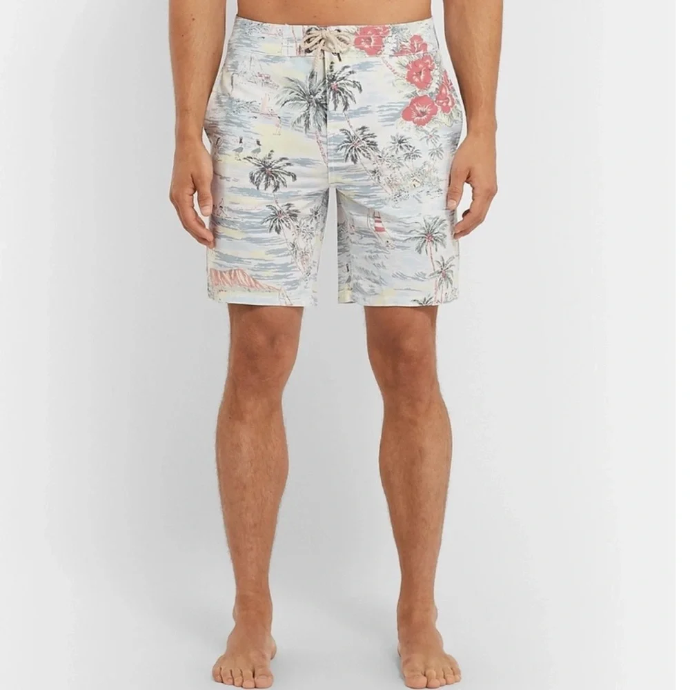 Faherty Men’s Board Shorts 7” Swim Trunks Hawaiian Surf Hibiscus Floral Size 29